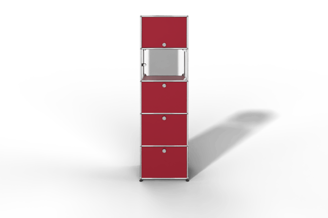 USM Haller schmales Regal mit Glasabteil