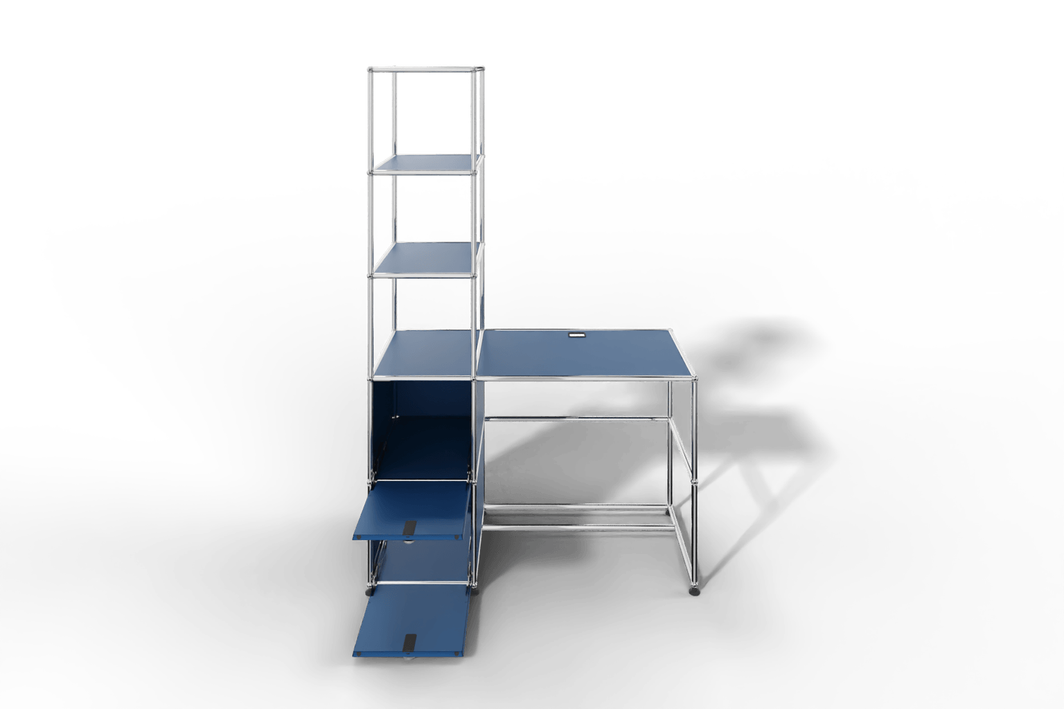 Arbeitsplatz mit zwei Klapptüren und Regal Produktbild