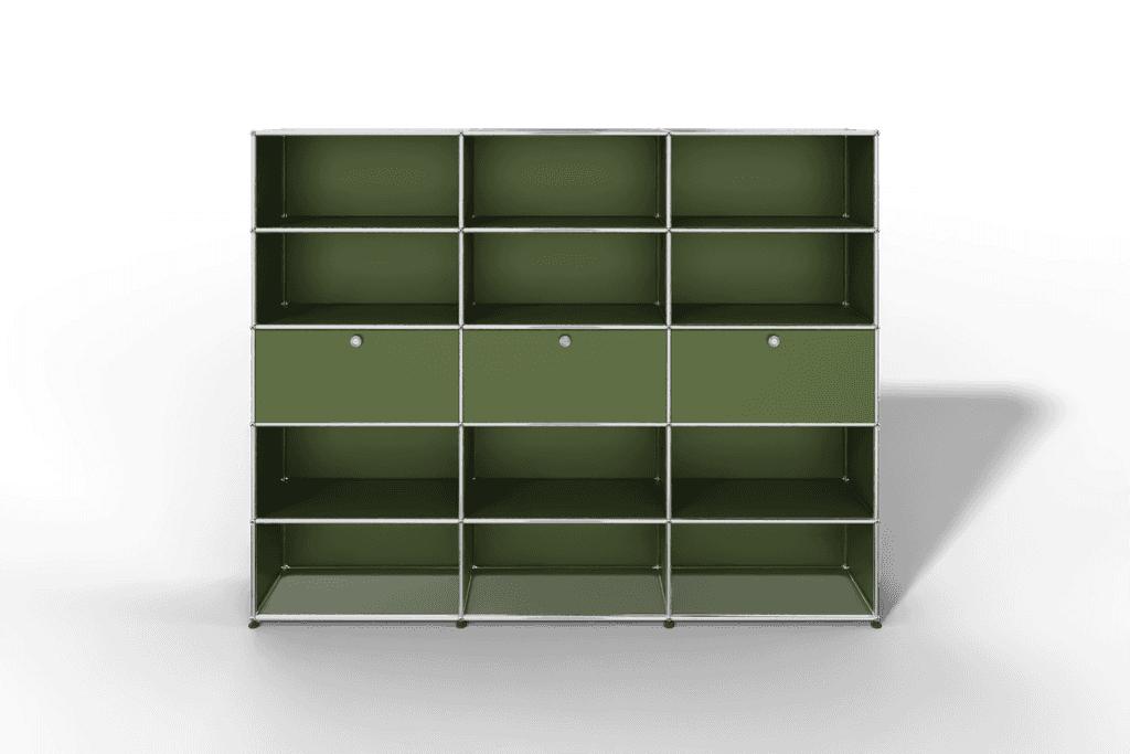 Regalwand, 12 offene Fächer, 3 Klapptüren