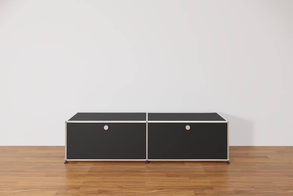 USM Haller Lowboard mit 2 Klapptüren in Graphitschwarz, Ausstellungsstück