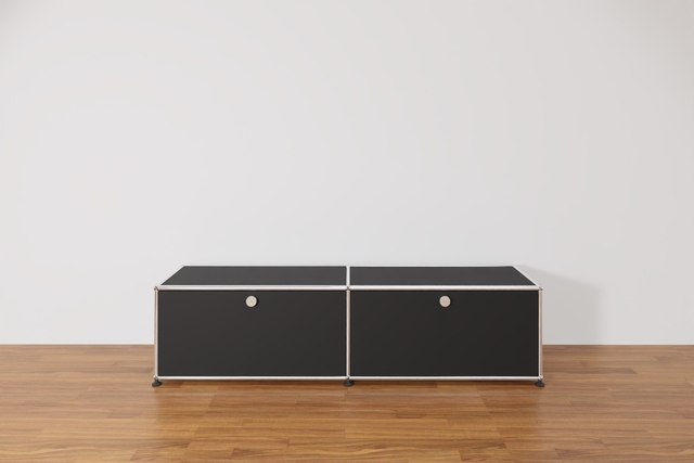 USM Haller Lowboard mit 2 Klapptüren in Graphitschwarz, Ausstellungsstück