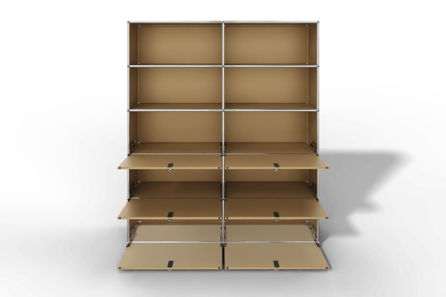 USM Haller Schrank/Regal mit 6 Klapptüren und offenen Fächern. Produktbild