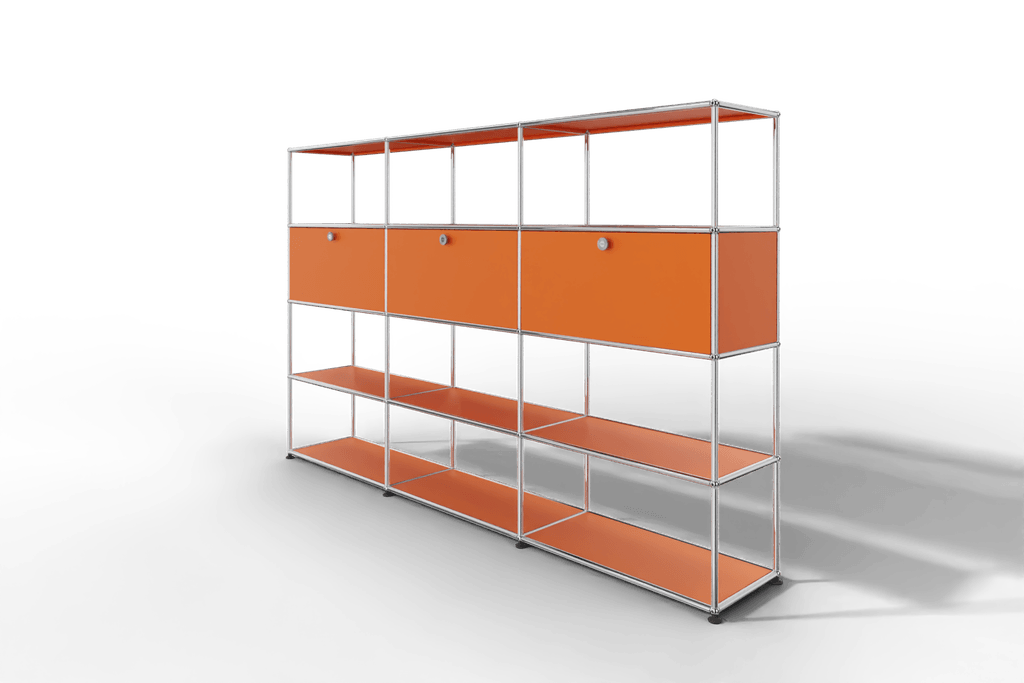 USM Haller Regal, mit 3 Klapptüren und 3 offene Reihen Produktbild