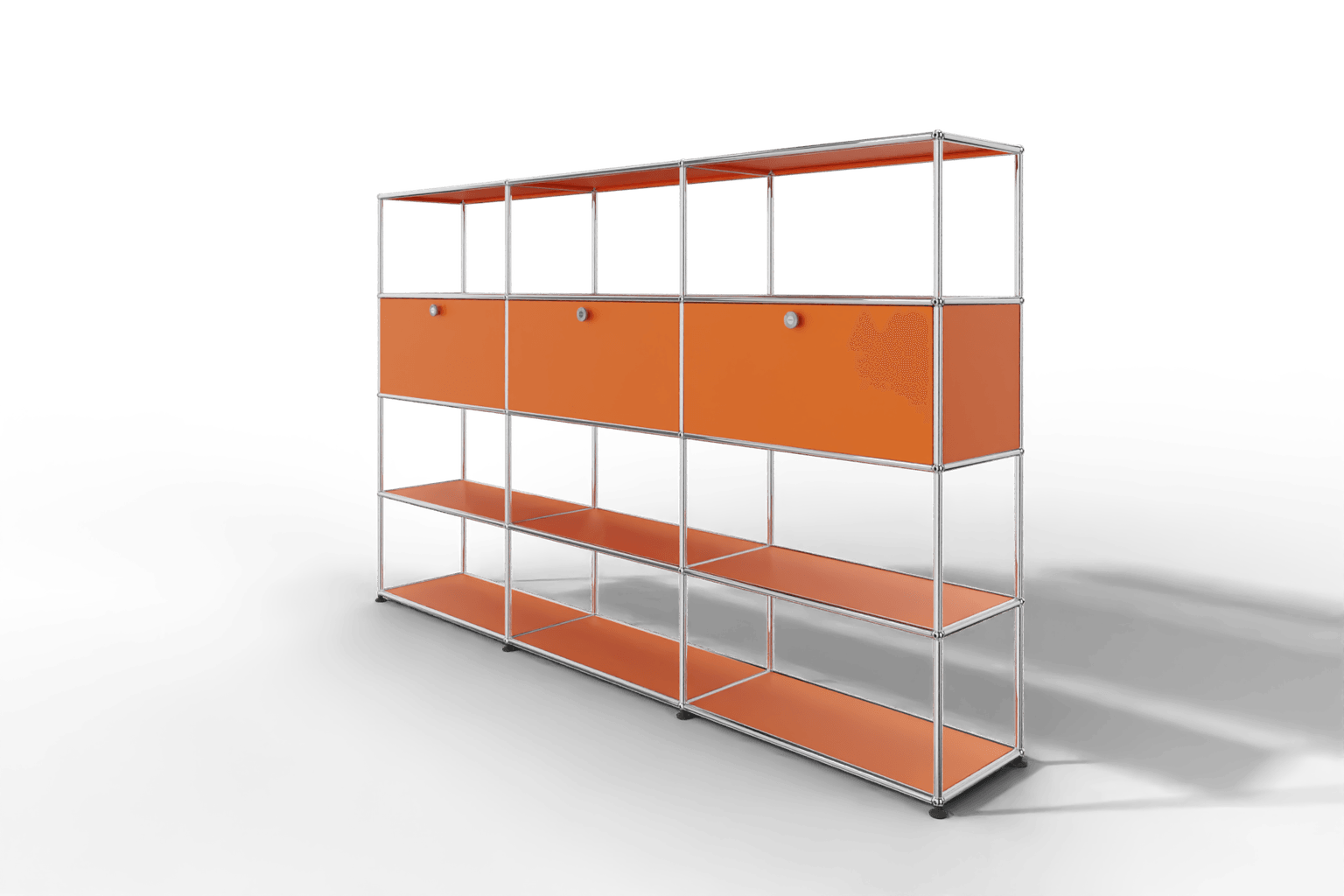 USM Haller Regal, mit 3 Klapptüren und 3 offene Reihen Produktbild