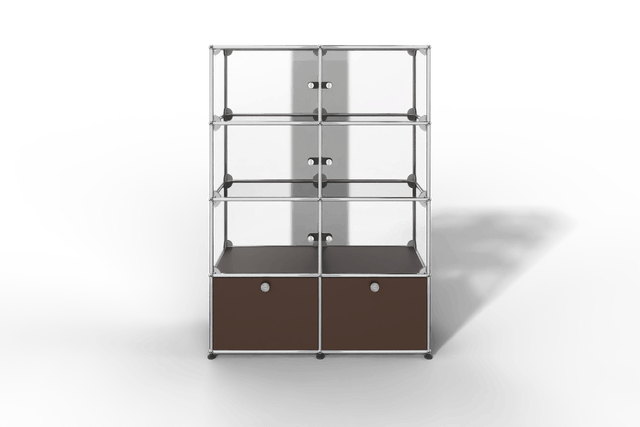 USM Haller Glasvitrine mit 6 Glastüren und 2 Klapptüren