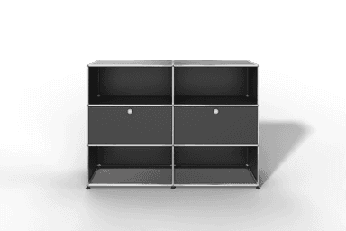 USM Haller Highboard mit 2 Klapptüren und 4 offenen Fächern in 14 Farben. Produktbild