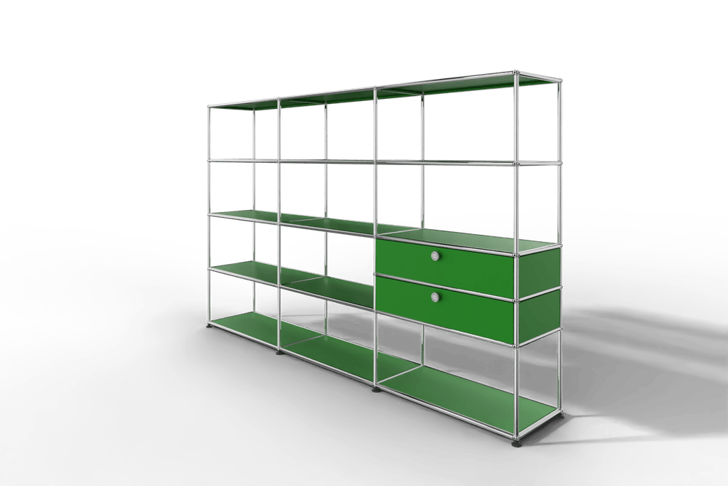 Regalwand, 11 offene Fächer, 2 Ausziehtüren Produktbild