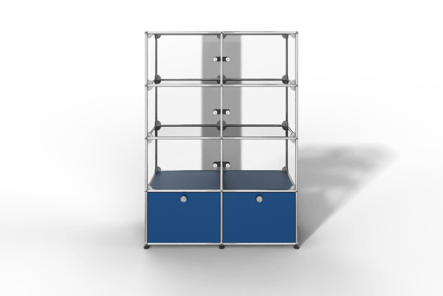 USM Haller Glasvitrine mit 6 Glastüren und 2 Klapptüren