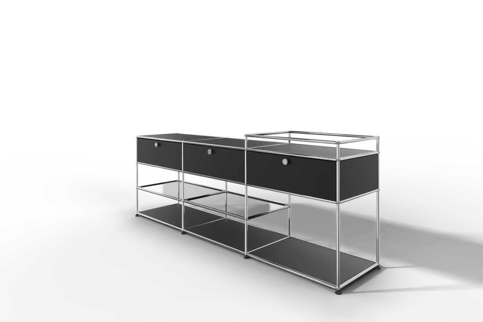 Sideboard mit 3 Klapptüren und offenen Fächern Produktbild