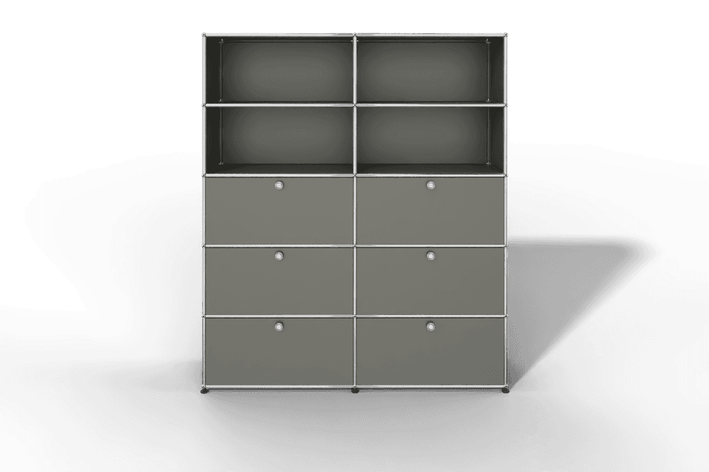 Schrank/Regal mit 6 Klapptüren und offenen Fächern