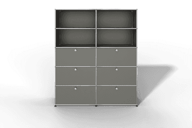 USM Haller Schrank/Regal mit 6 Klapptüren und offenen Fächern. Produktbild