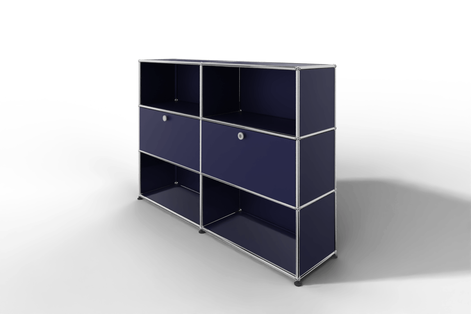 USM Haller Highboard mit 2 Klapptüren und 4 offenen Fächern in 14 Farben. Produktbild