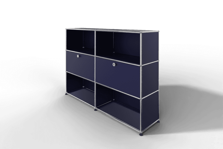 USM Haller Highboard mit 2 Klapptüren und 4 offenen Fächern in 14 Farben. Produktbild