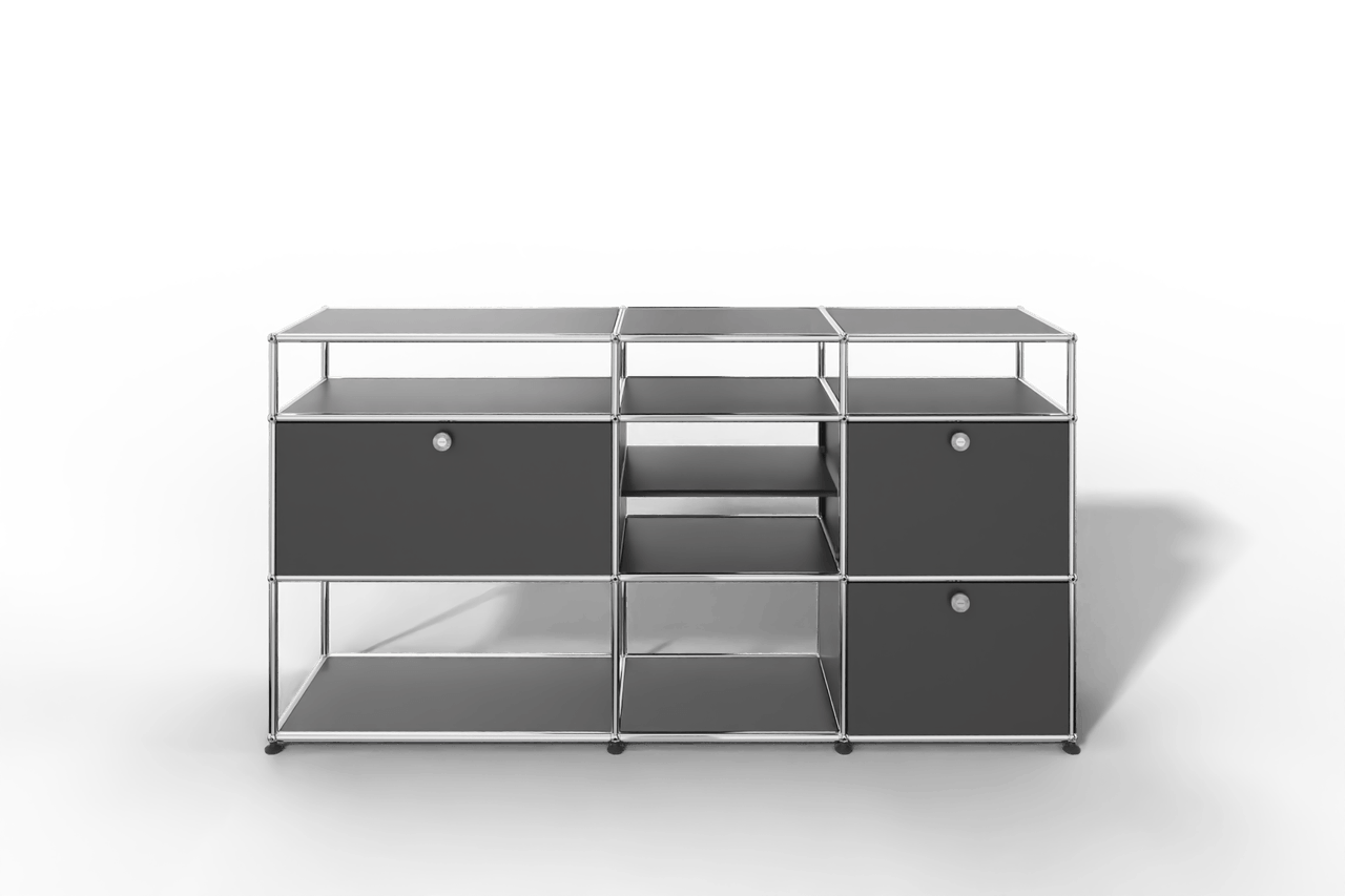 Sideboard mit offenen Elementen und Klapptüren Produktbild