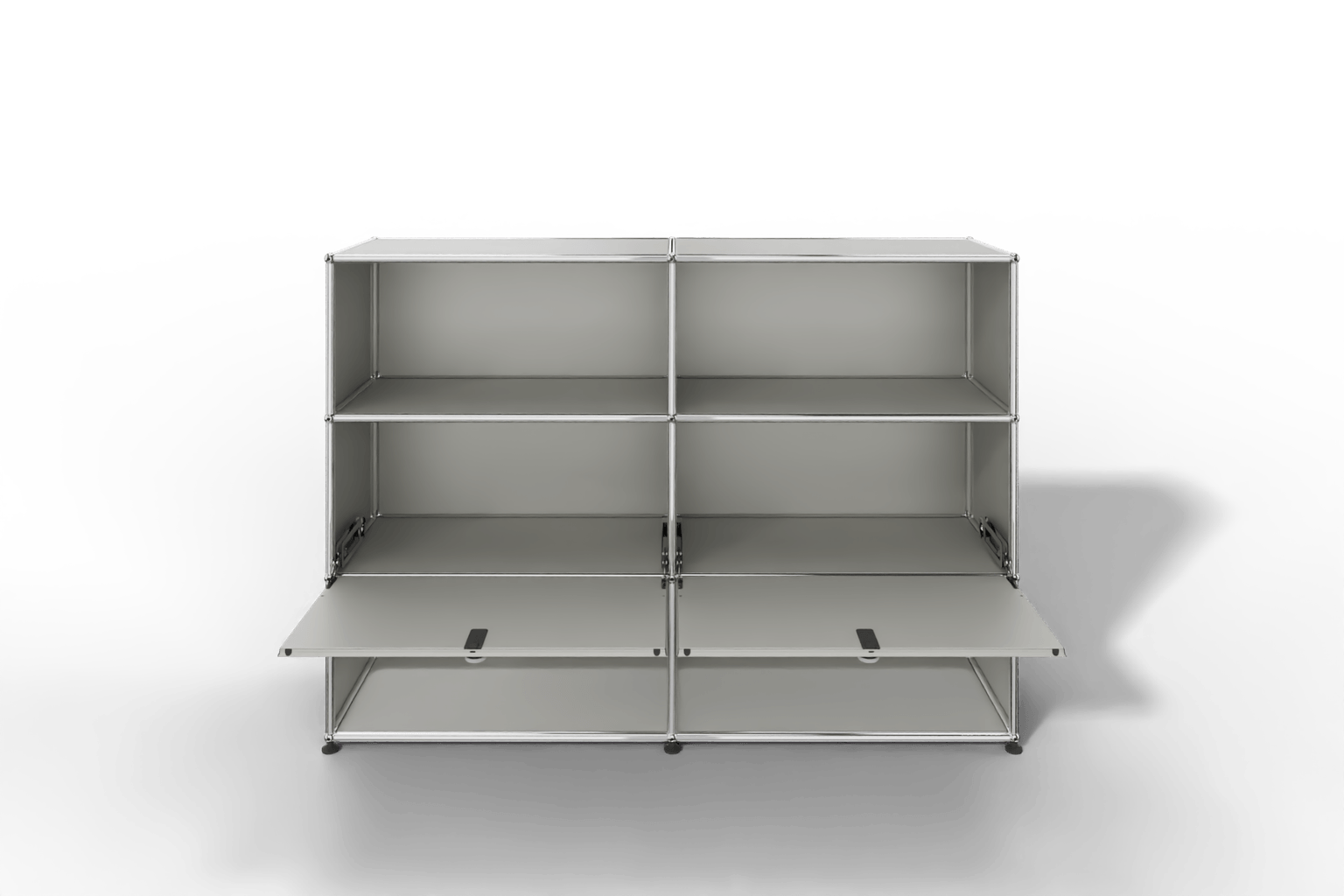 USM Haller Highboard mit 2 Klapptüren und 4 offenen Fächern in 14 Farben. Produktbild
