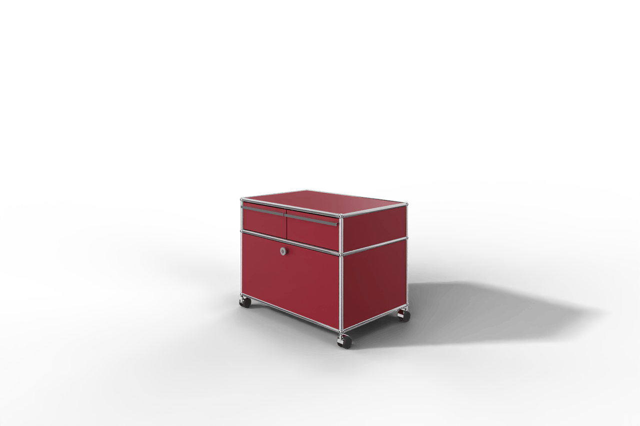 USM Haller Doppelrollcontainer mit zwei Schubladen und einer Klapptüre Produktbild