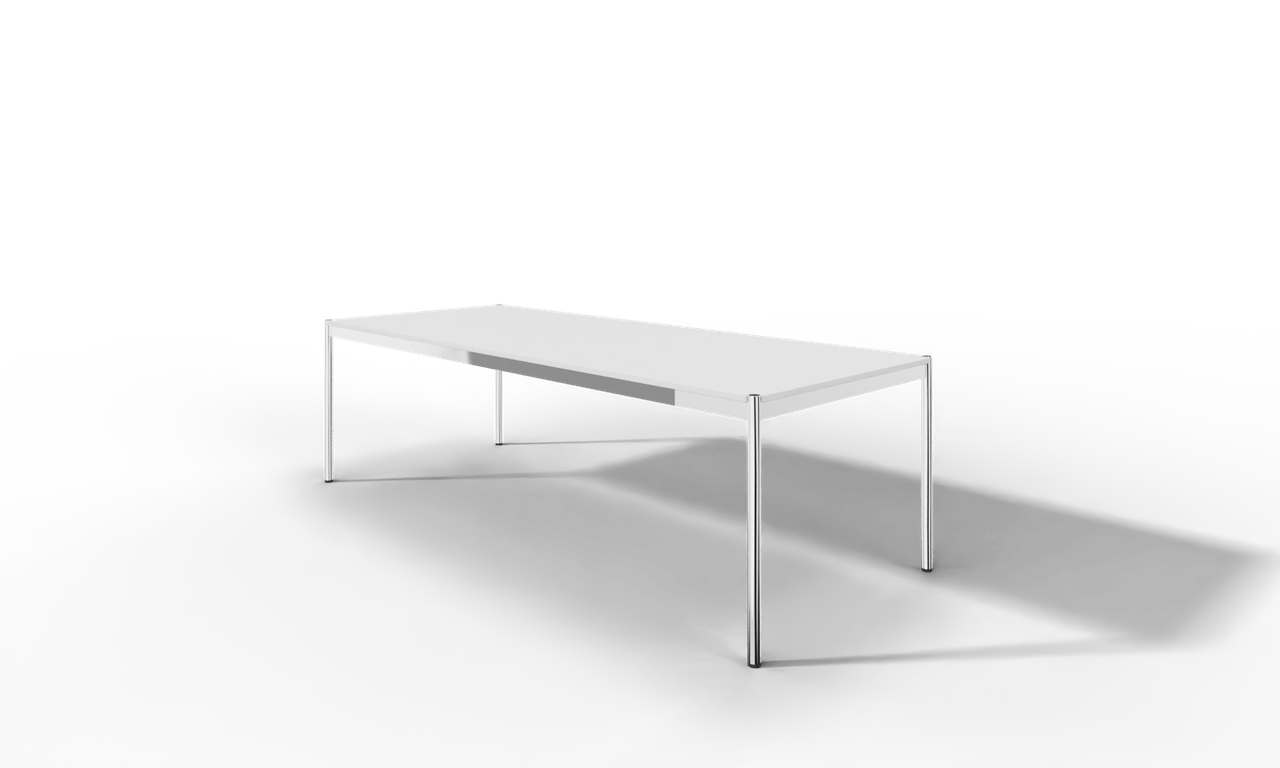 USM Haller Tisch, Tiefe 1000 mm, MDF pulverbeschichtet reinweiss, Länge wählbar Produktbild
