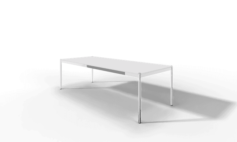 USM Haller Tisch, Tiefe 1000 mm, MDF pulverbeschichtet reinweiss, Länge wählbar Produktbild