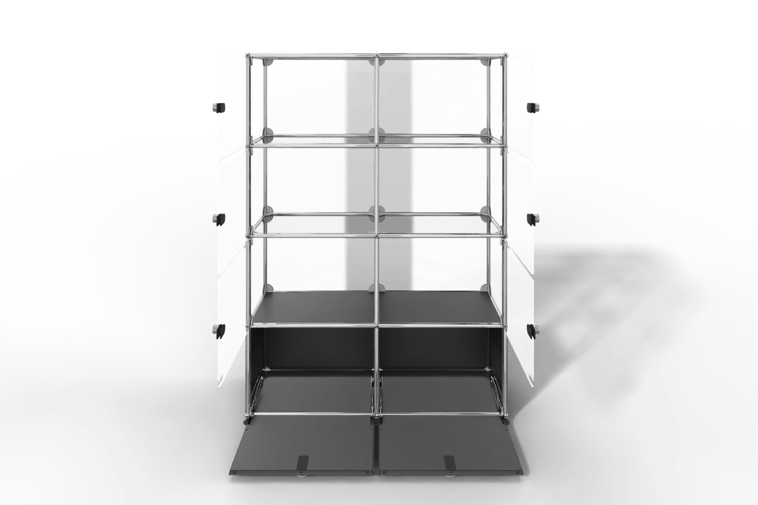 USM Haller Glasvitrine mit 6 Glastüren und 2 Klapptüren Produktbild