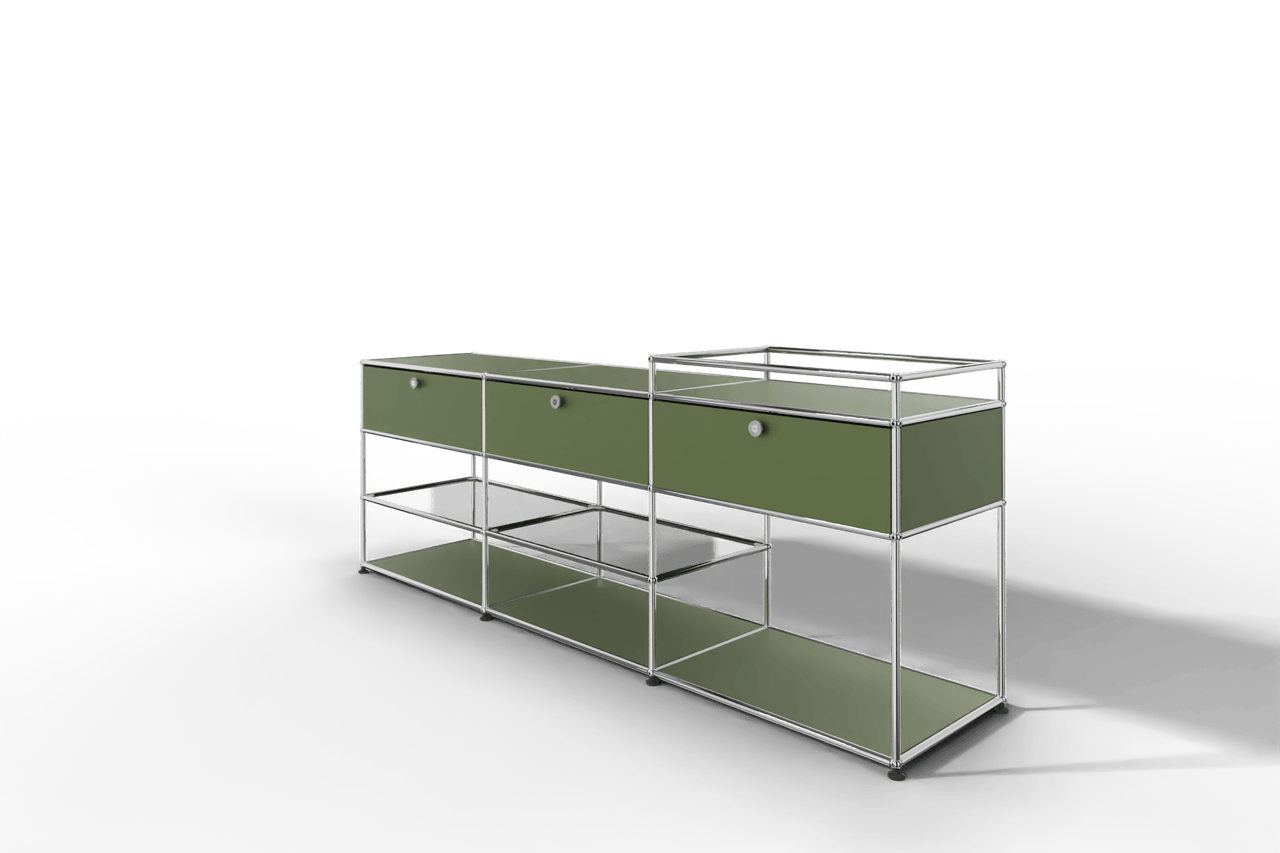 Sideboard mit 3 Klapptüren und offenen Fächern Produktbild
