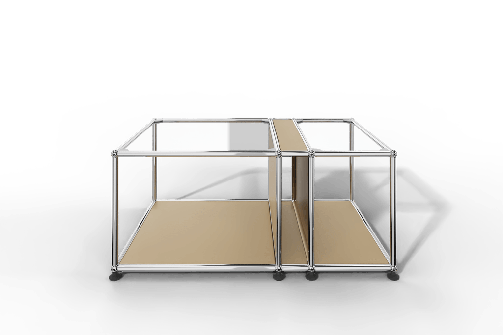 Couchtisch mit Zeitschriftenfach und Glastablaren Produktbild