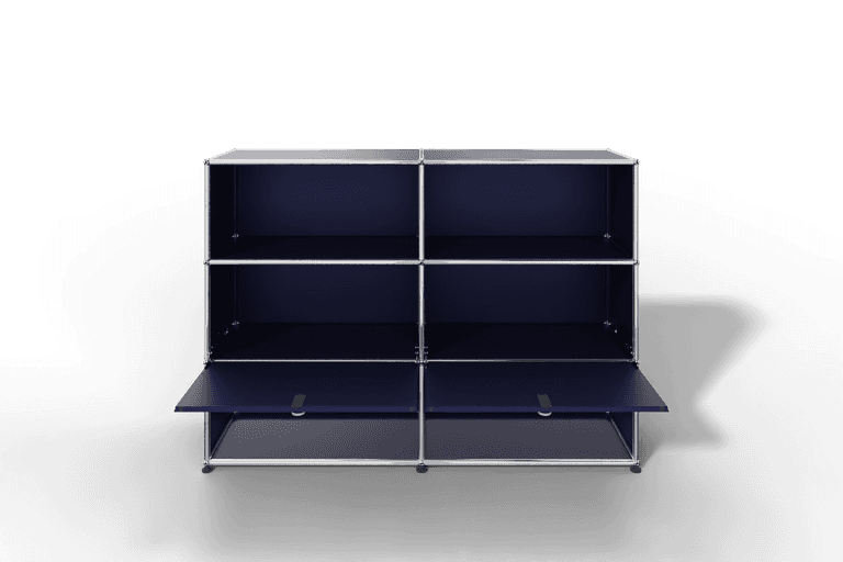 USM Haller Highboard mit 2 Klapptüren und 4 offenen Fächern in 14 Farben. Produktbild