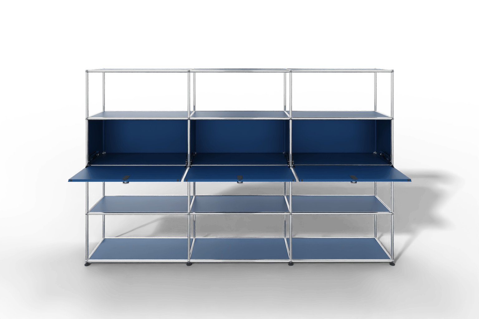 USM Haller Regal, mit 3 Klapptüren und 3 offene Reihen Produktbild