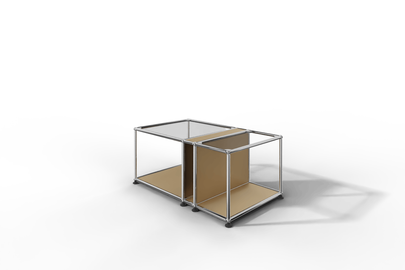 Couchtisch mit Zeitschriftenfach und Glastablaren Produktbild