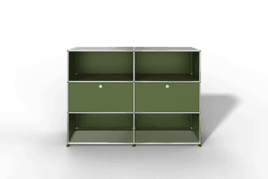 USM Haller Highboard mit 2 Klapptüren und 4 offenen Fächern in 14 Farben. Produktbild