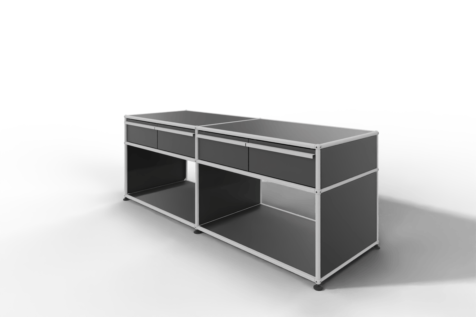 USM Haller Sideboard, mit 4 Schubladen A6 und 2 offenen Fächern. Tiefe 50 cm. Produktbild