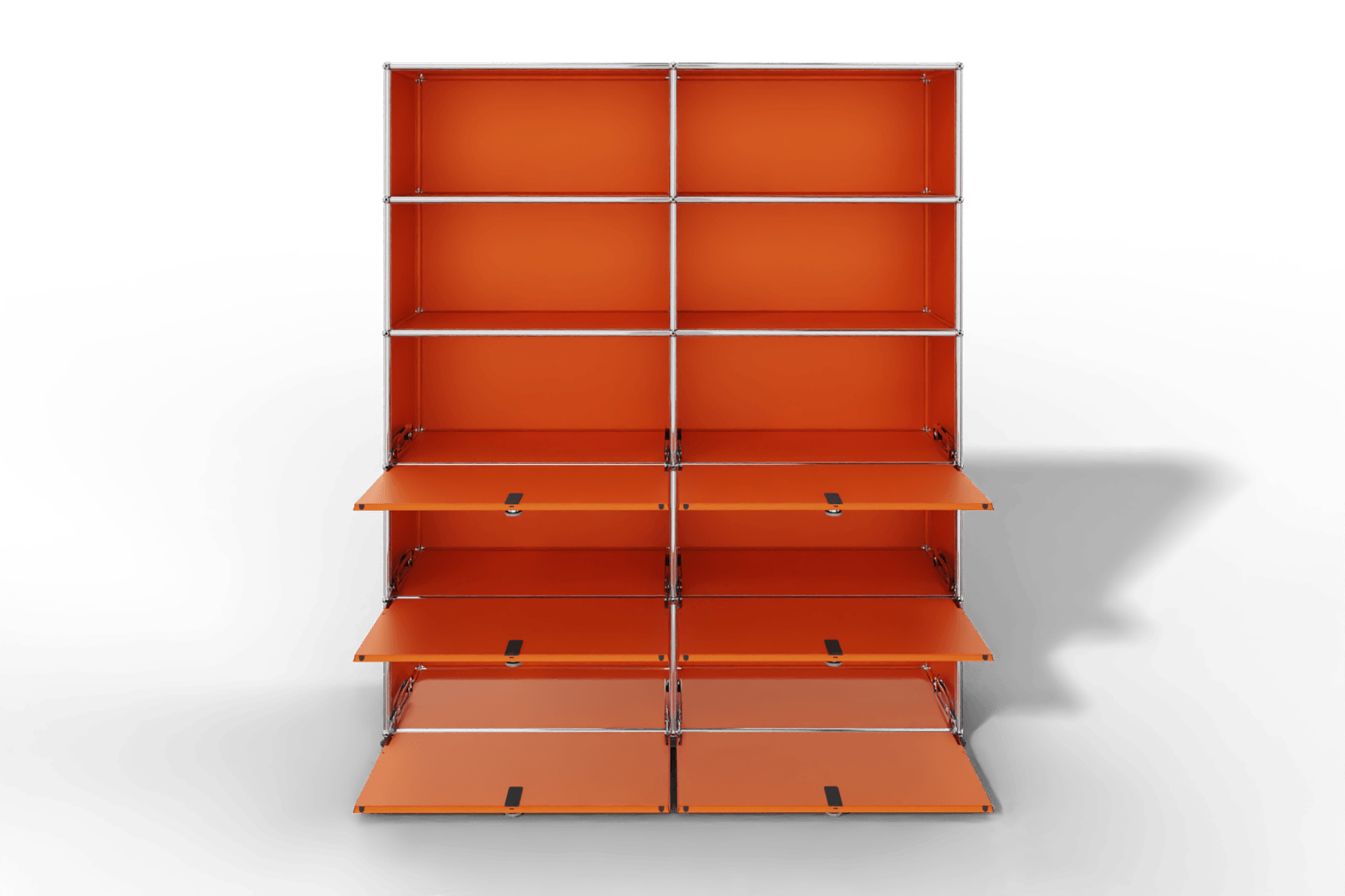 USM Haller Schrank/Regal mit 6 Klapptüren und offenen Fächern. Produktbild