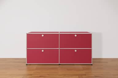 Original USM Haller Sideboard mit 4 Klapptüren in Rubinrot Produktbild