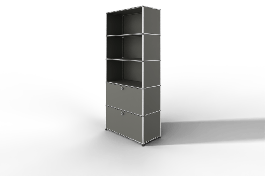 USM Haller Regal 750 mit 2 Klapptüren und 3 offenen Fächern Produktbild