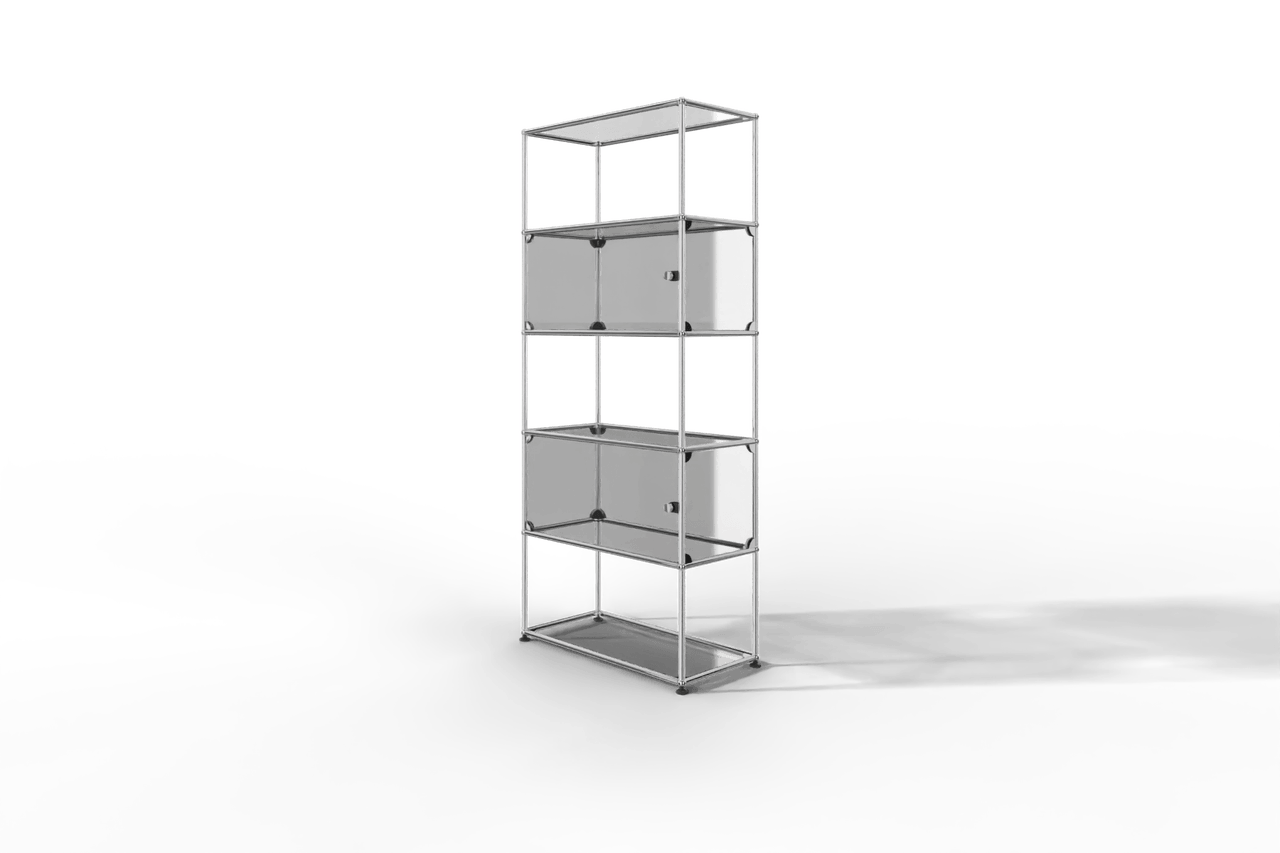 USM Haller Glasvitrine mit 2 Glastüren und 3 offenen Fächern Produktbild