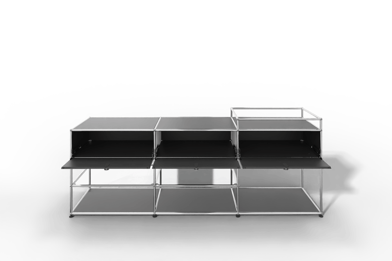 Sideboard mit 3 Klapptüren und offenen Fächern Produktbild