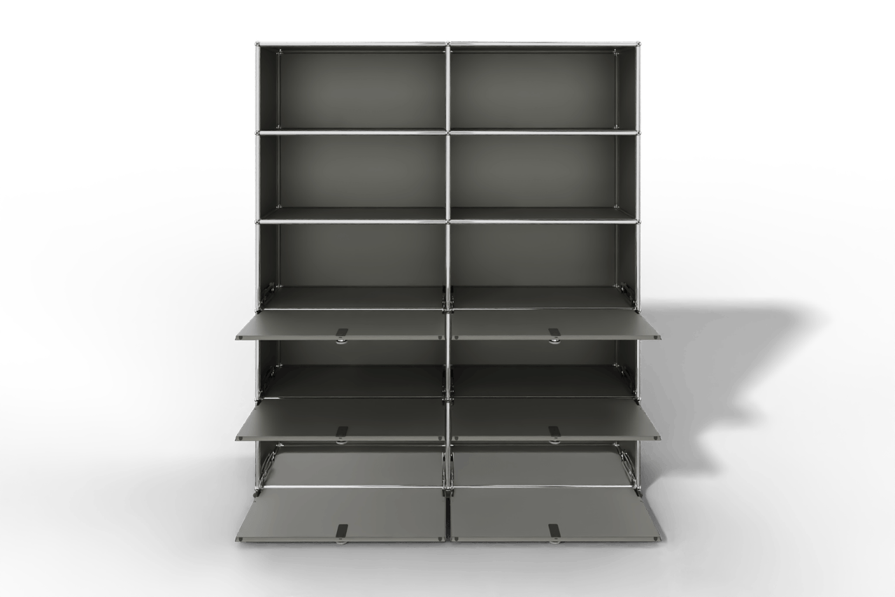 USM Haller Schrank/Regal mit 6 Klapptüren und offenen Fächern. Produktbild