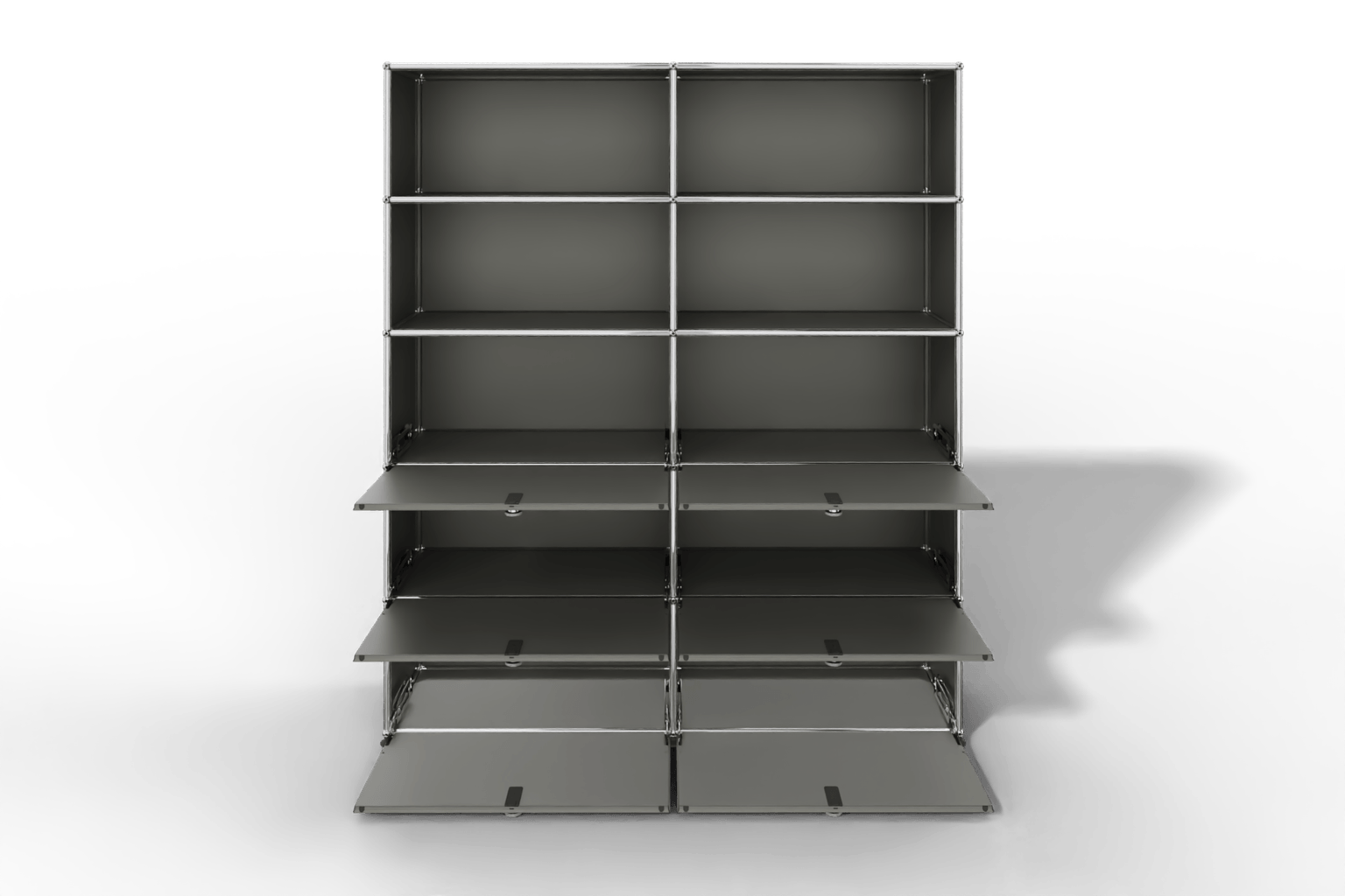 USM Haller Schrank/Regal mit 6 Klapptüren und offenen Fächern. Produktbild