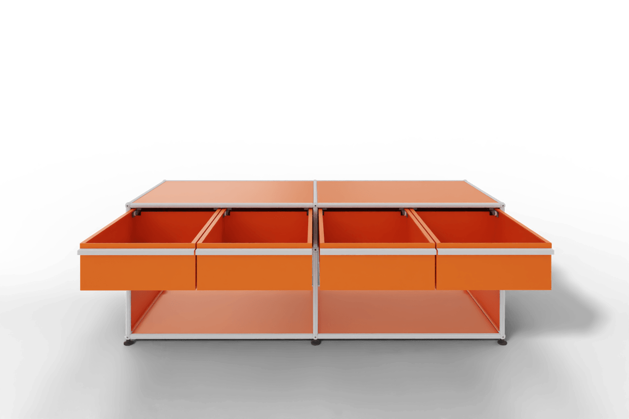 USM Haller Sideboard, mit 4 Schubladen A6 und 2 offenen Fächern. Tiefe 50 cm. Produktbild