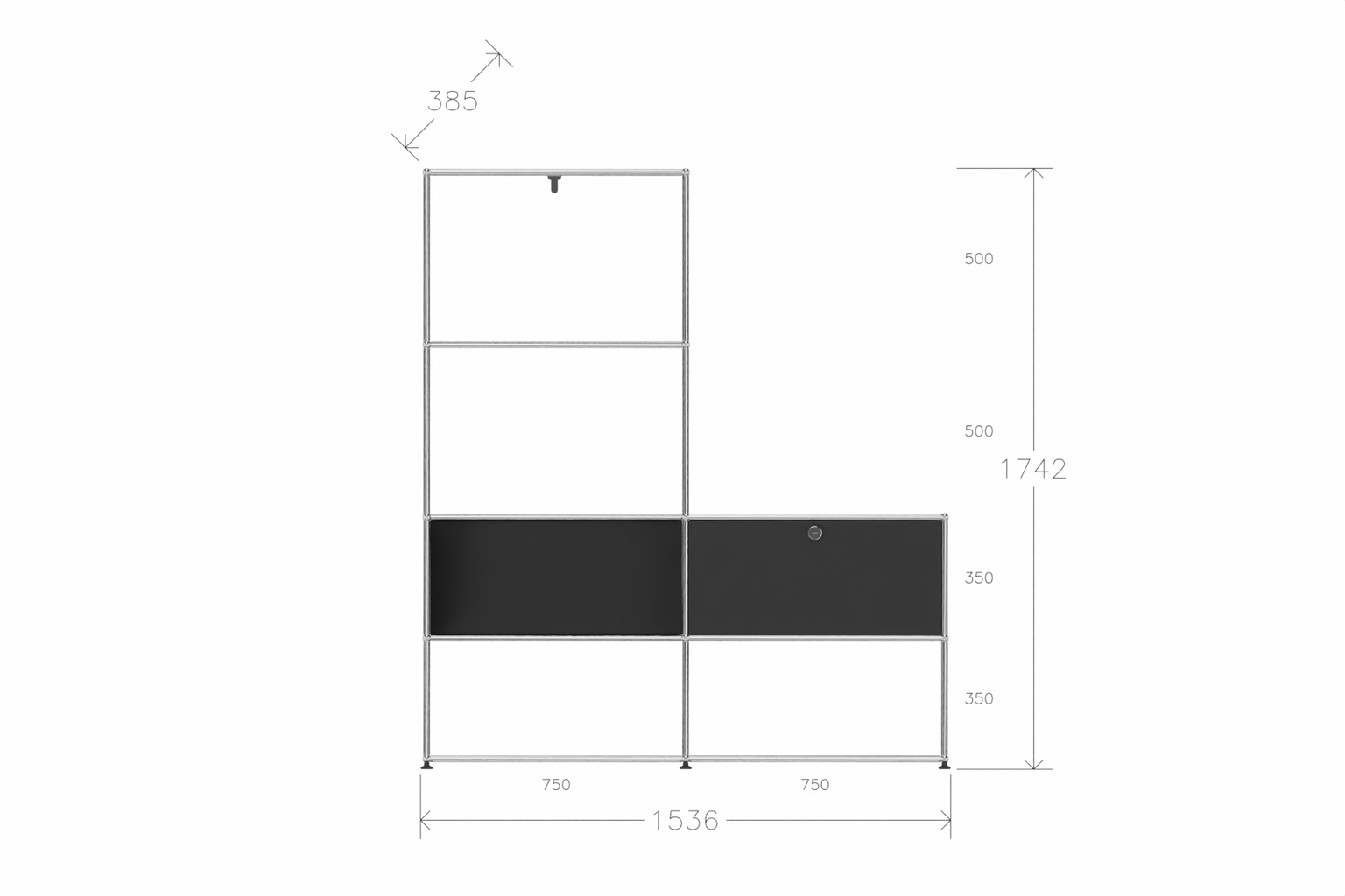 Original USM Haller Garderobe, 30-graphitschwarz Produktbild
