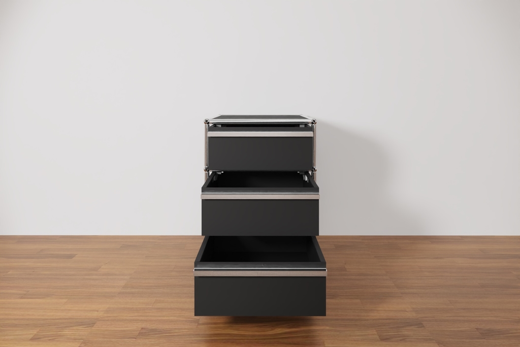Original USM Haller Rollcontainer mit 3 Schubladen in graphitschwarz Produktbild