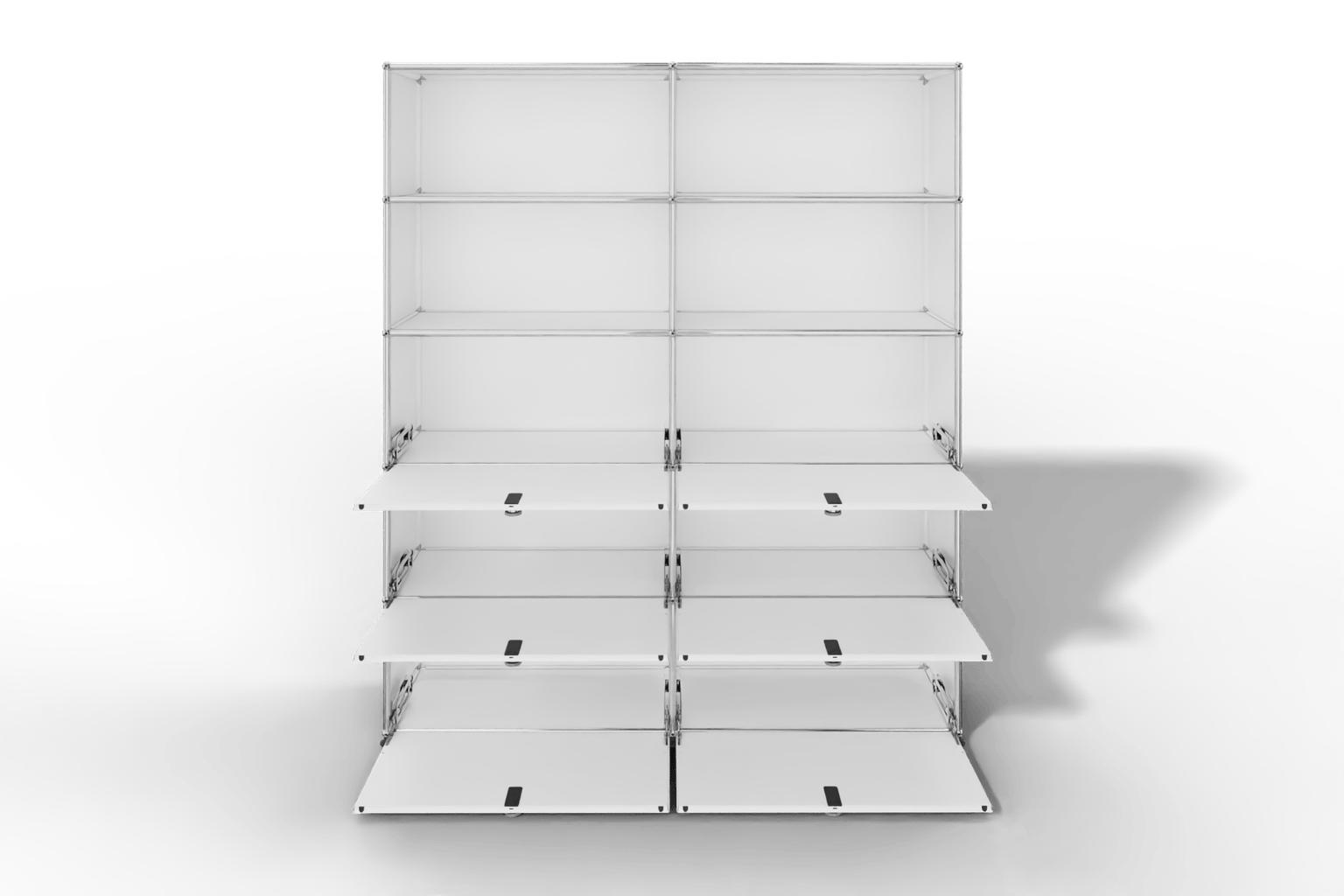 USM Haller Schrank/Regal mit 6 Klapptüren und offenen Fächern. Produktbild