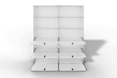 USM Haller Schrank/Regal mit 6 Klapptüren und offenen Fächern. Produktbild