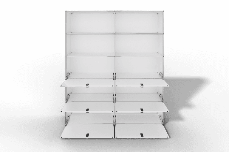 USM Haller Schrank/Regal mit 6 Klapptüren und offenen Fächern. Produktbild