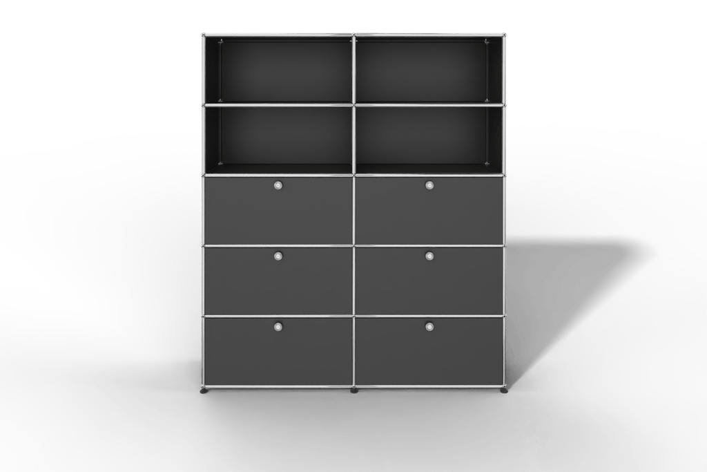 USM Haller Schrank/Regal mit 6 Klapptüren und offenen Fächern. Produktbild