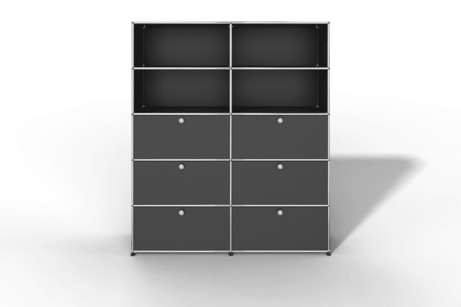 USM Haller Schrank/Regal mit 6 Klapptüren und offenen Fächern. Produktbild