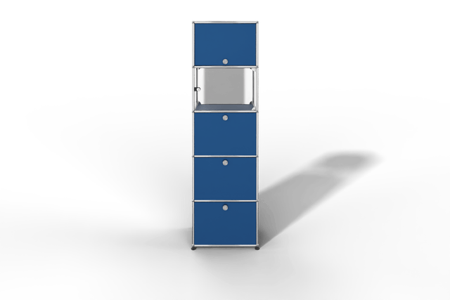 USM Haller schmales Regal mit Glasabteil