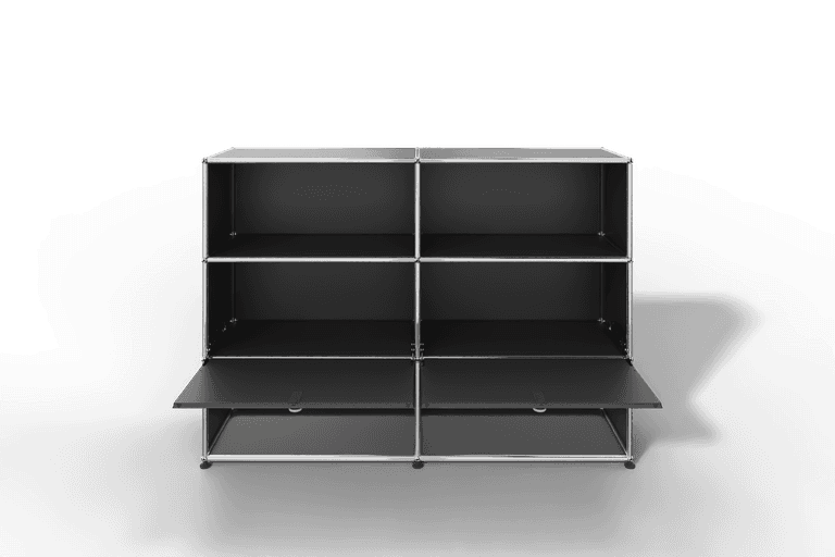 USM Haller Highboard mit 2 Klapptüren und 4 offenen Fächern in 14 Farben. Produktbild