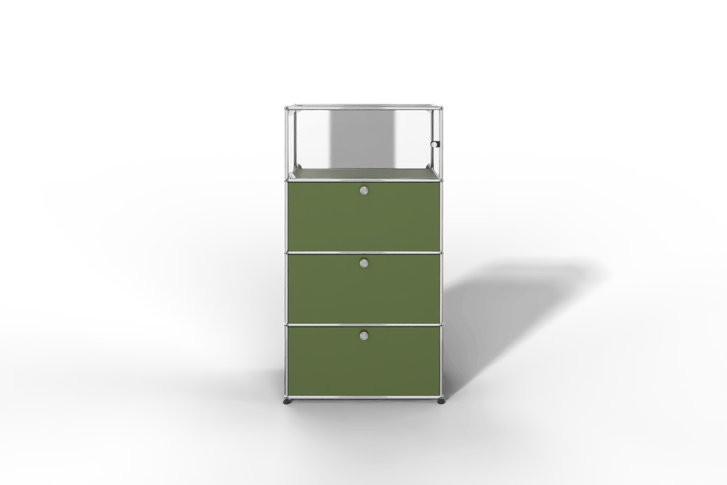 USM Haller Regal, 3 Klapptüren, 1 Vitrinen-Element
