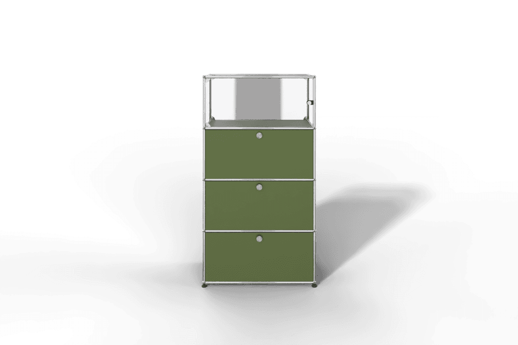 Regal, 3 Klapptüren, 1 Vitrinen-Element
