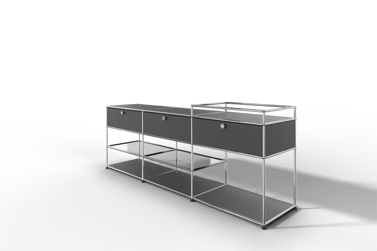 Sideboard mit 3 Klapptüren und offenen Fächern Produktbild
